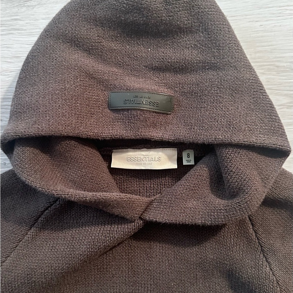 Fear of God Essentials Dark Brown Hoodie Sweatshirt Size 8 - Picture 7 of 8
